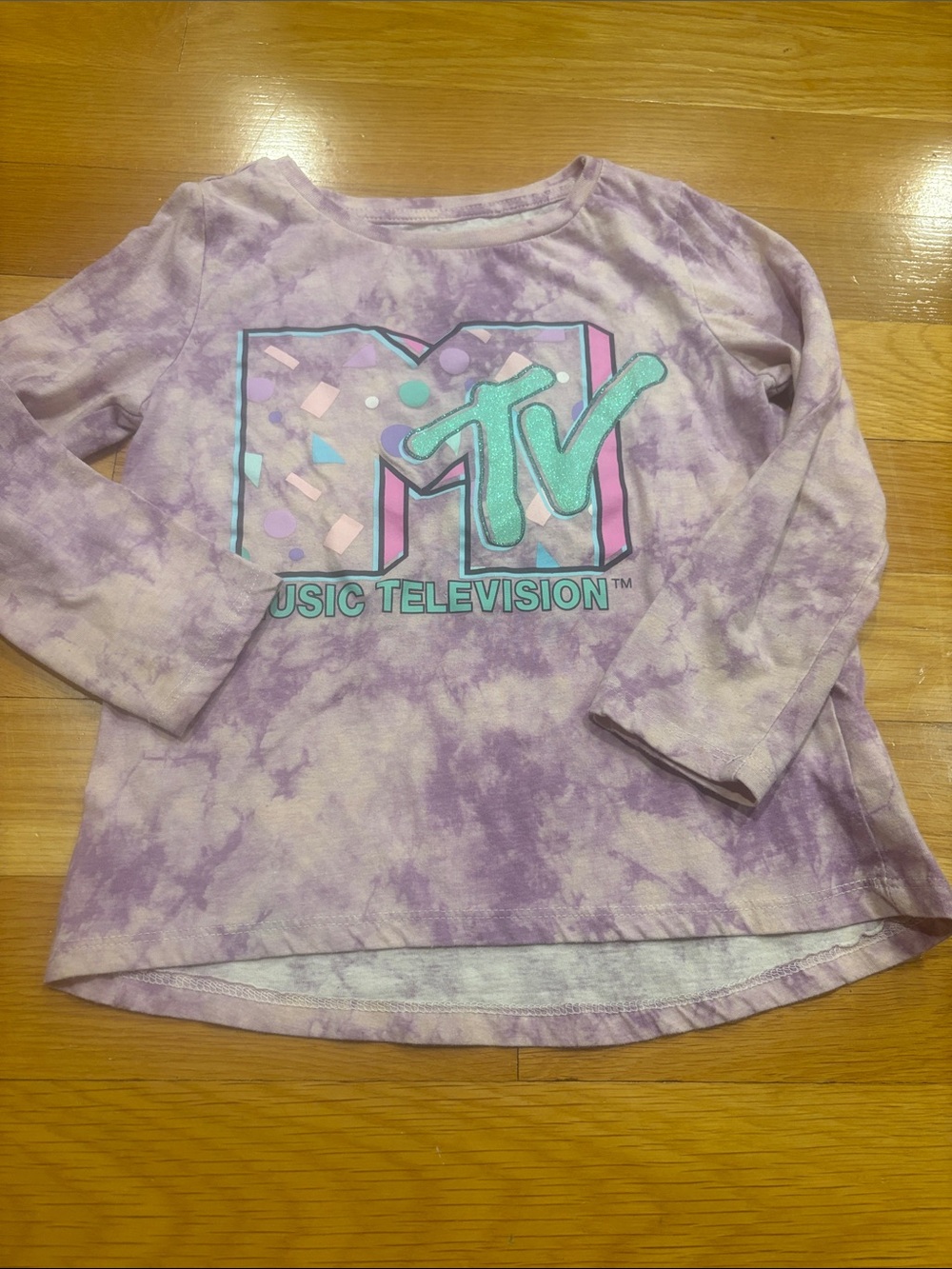 MTV Lavender Tie-Dye Long Sleeve Tee with Pastel Logo